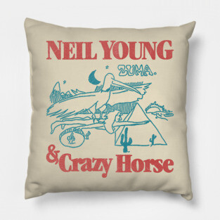 classic 70s vintage neil young & crazy horse fanmade Pillow