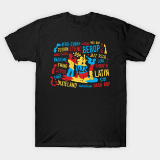 Colorful Jazz Theme with Jazz Genres T-Shirt