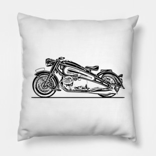 R7 Nostalgia Bike Sketch Art Pillow