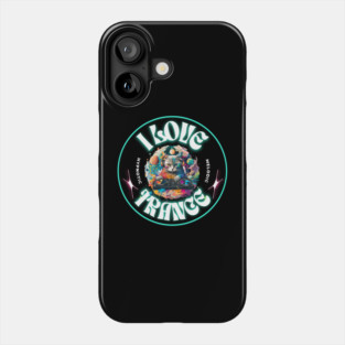 TRANCE  - I Love Trance Cat (white/teal) Phone Case