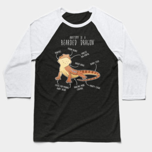 Bearded Dragon Lizard Reptile Anatomy Baseball T-Shirt