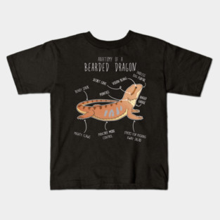 Bearded Dragon Lizard Reptile Anatomy Kids T-Shirt