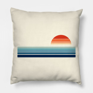 Minimalist, Geometric Retro Ocean Sunrise I Pillow