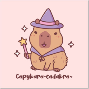 Cute Capybara Wizard Capybaracadabra Funny Pun Posters and Art