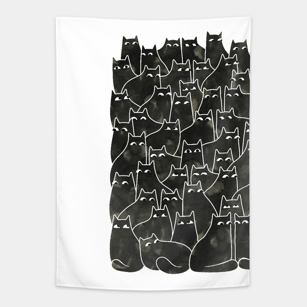 Suspicious Cats Tapestry by littleclyde