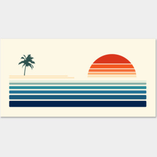Minimalist, Geometric Retro Ocean Sunrise II Posters and Art