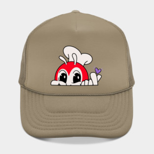 JOLLIBEE PEEKING FINGER HEART FILIPINO STICKER RIGHT Hat