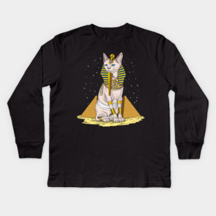 Egyptian Cat Pharaoh Kids Long Sleeve T-Shirt