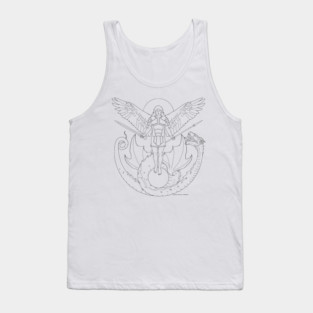 Fighting Angel and Dragon Black Line Tank Top