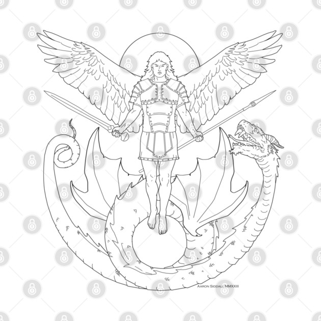 Fighting Angel and Dragon by Aaron Siddall