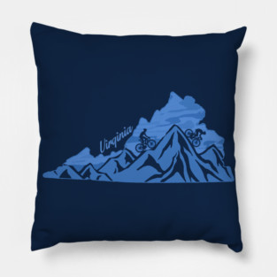 Bike Virginia State Outline Blues Mountain Biking VA Biker Art Pillow