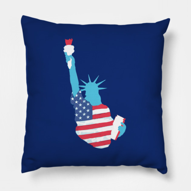 Statue of Liberty with USA Flag Pillow by DonWillisJrArt