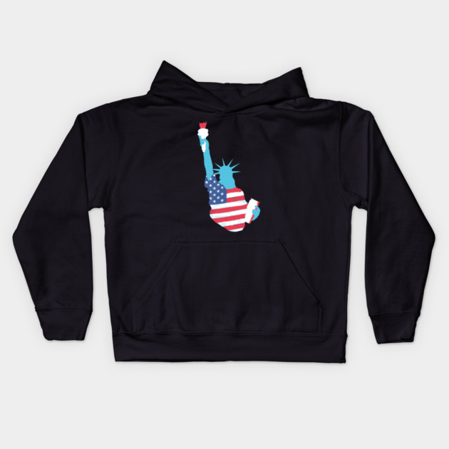 Statue of Liberty with USA Flag Kids Hoodie by DonWillisJrArt
