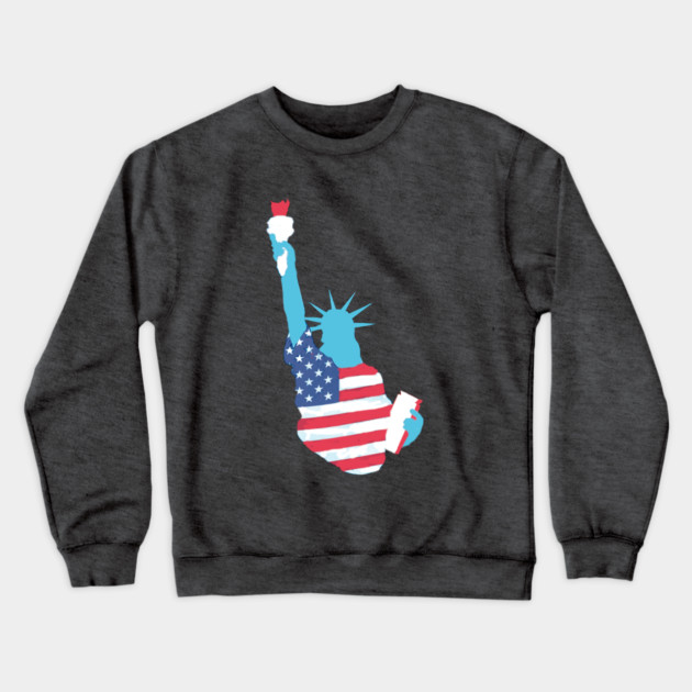 Statue of Liberty with USA Flag Crewneck Sweatshirt by DonWillisJrArt