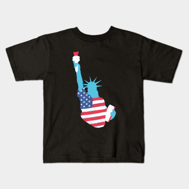 Statue of Liberty with USA Flag Kids T-Shirt by DonWillisJrArt