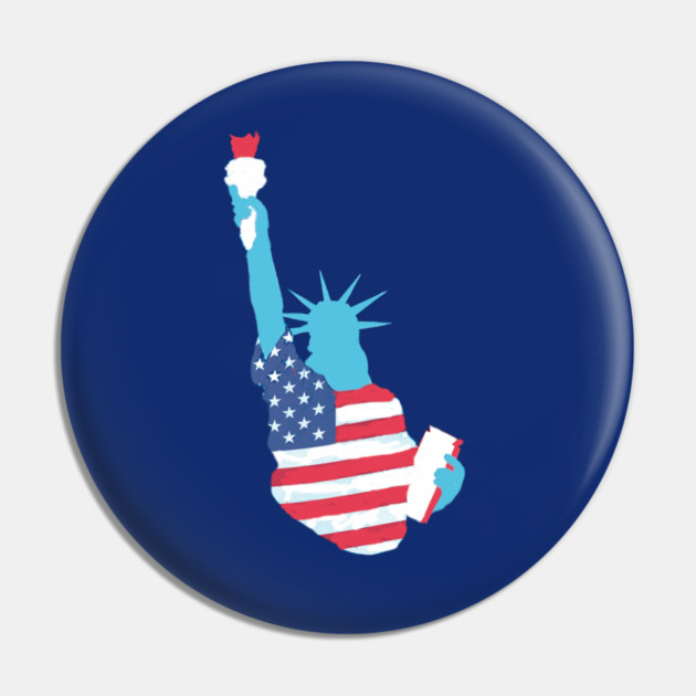 Statue of Liberty with USA Flag Pin by DonWillisJrArt