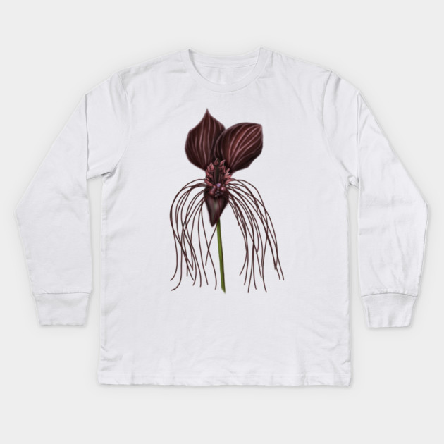 Bat Flower, Tacca chantrieri Kids Long Sleeve T-Shirt by H. R. Sinclair