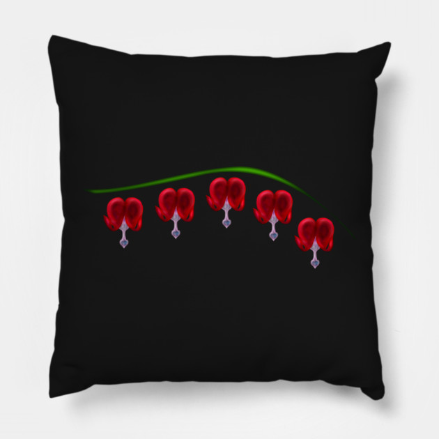 Illustrated Red Bleeding Hearts Pillow by H. R. Sinclair