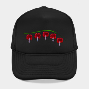 Illustrated Red Bleeding Hearts Hat