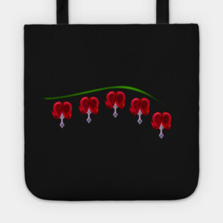 Illustrated Red Bleeding Hearts Tote