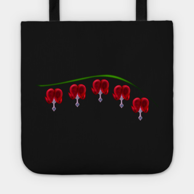 Illustrated Red Bleeding Hearts Tote by H. R. Sinclair