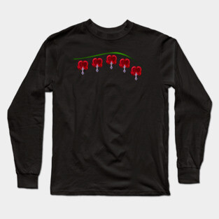 Illustrated Red Bleeding Hearts Long Sleeve T-Shirt