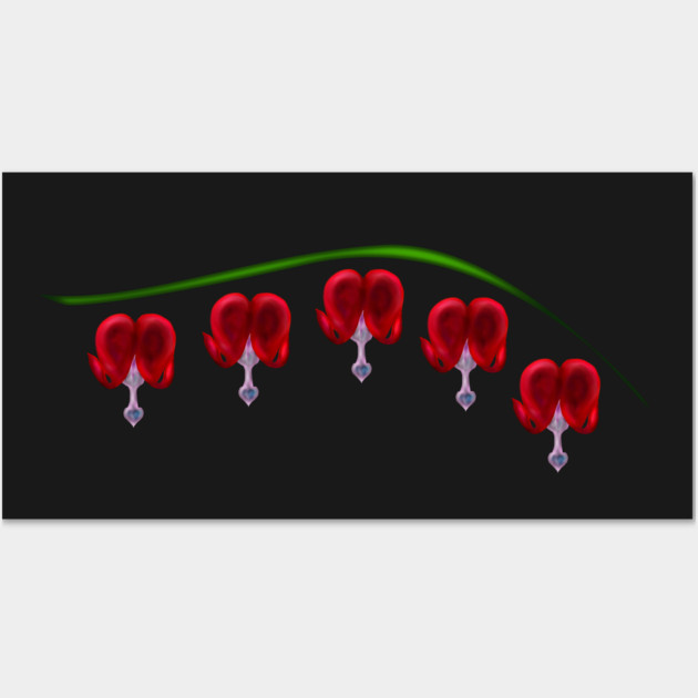 Illustrated Red Bleeding Hearts Wall Art by H. R. Sinclair