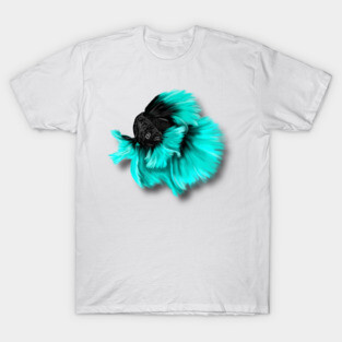 Illustrated Black and Teal Betta Fish T-Shirt