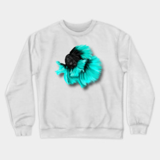 Illustrated Black and Teal Betta Fish Crewneck Sweatshirt