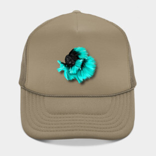 Illustrated Black and Teal Betta Fish Hat