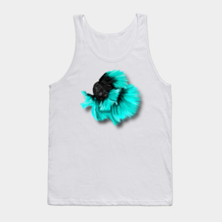 Illustrated Black and Teal Betta Fish Tank Top