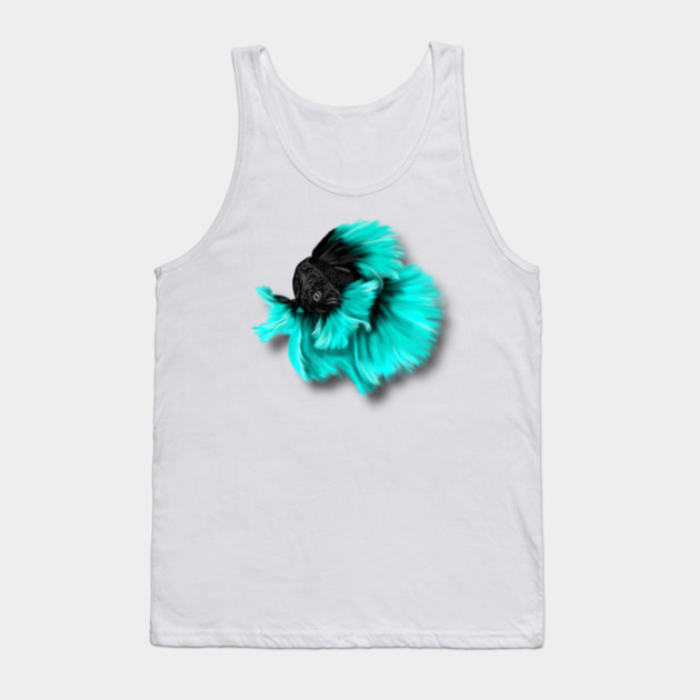 Illustrated Black and Teal Betta Fish Tank Top by H. R. Sinclair