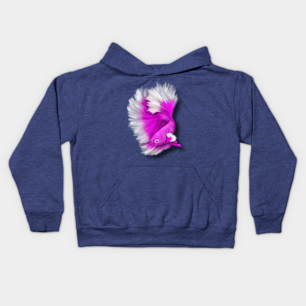 White and Hot Pink Betta Fish Kids Hoodie by H. R. Sinclair