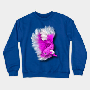 White and Hot Pink Betta Fish Crewneck Sweatshirt