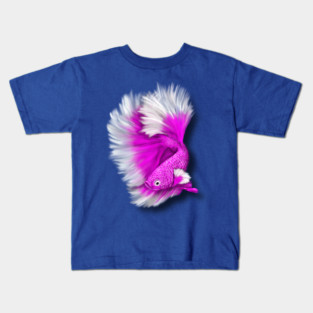 White and Hot Pink Betta Fish Kids T-Shirt