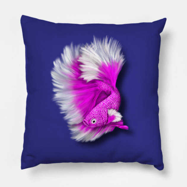 White and Hot Pink Betta Fish Pillow by H. R. Sinclair