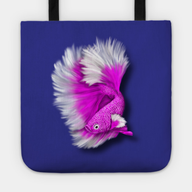 White and Hot Pink Betta Fish Tote by H. R. Sinclair