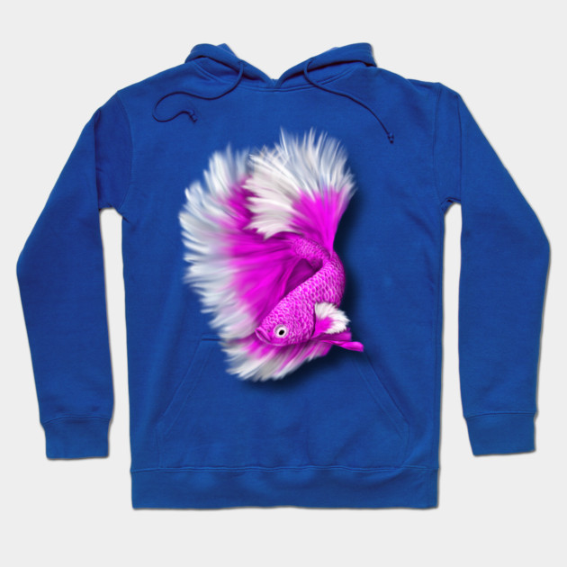 White and Hot Pink Betta Fish Hoodie by H. R. Sinclair