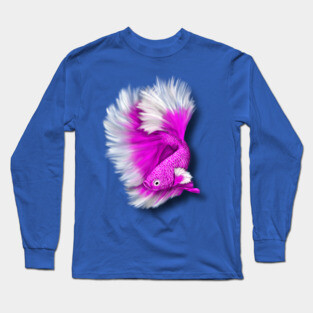 White and Hot Pink Betta Fish Long Sleeve T-Shirt