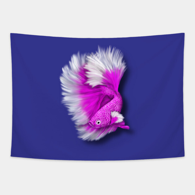 White and Hot Pink Betta Fish Tapestry by H. R. Sinclair