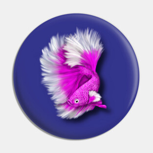 White and Hot Pink Betta Fish Pin
