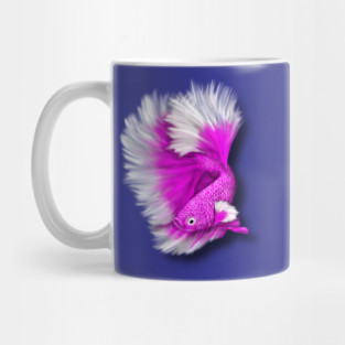 White and Hot Pink Betta Fish Mug