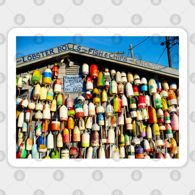 Vintage Lobster Buoys Sticker by H. R. Sinclair