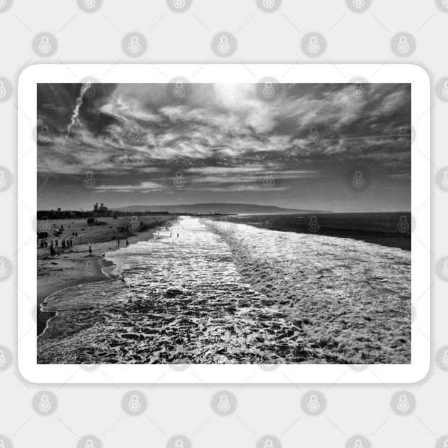 Hermosa Beach, black and white photo Sticker by H. R. Sinclair
