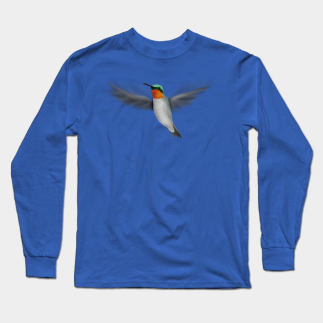 Tiny Illustrated Hummingbird Long Sleeve T-Shirt by H. R. Sinclair