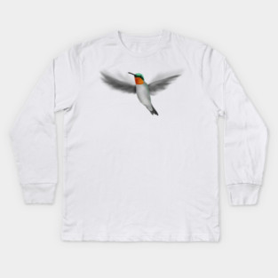 Tiny Illustrated Hummingbird Kids Long Sleeve T-Shirt