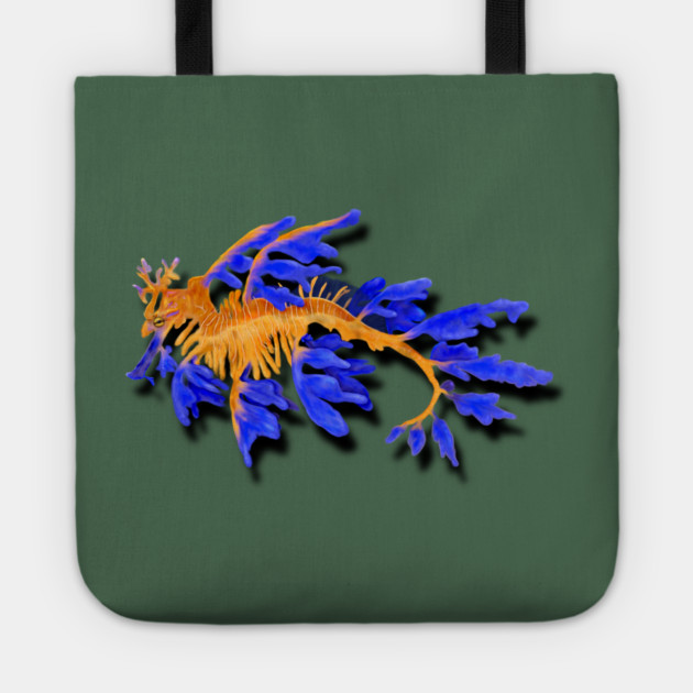 Illustrated Gold & Blue Leafy Seadragon Tote by H. R. Sinclair