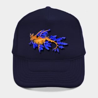 Illustrated Gold & Blue Leafy Seadragon Hat