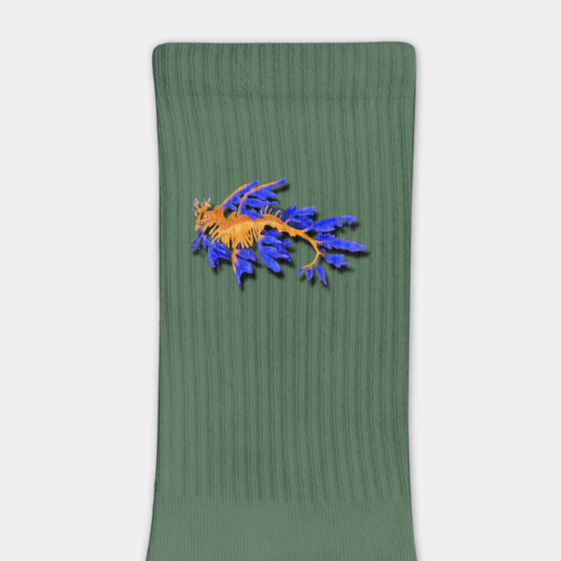 Illustrated Gold & Blue Leafy Seadragon by H. R. Sinclair