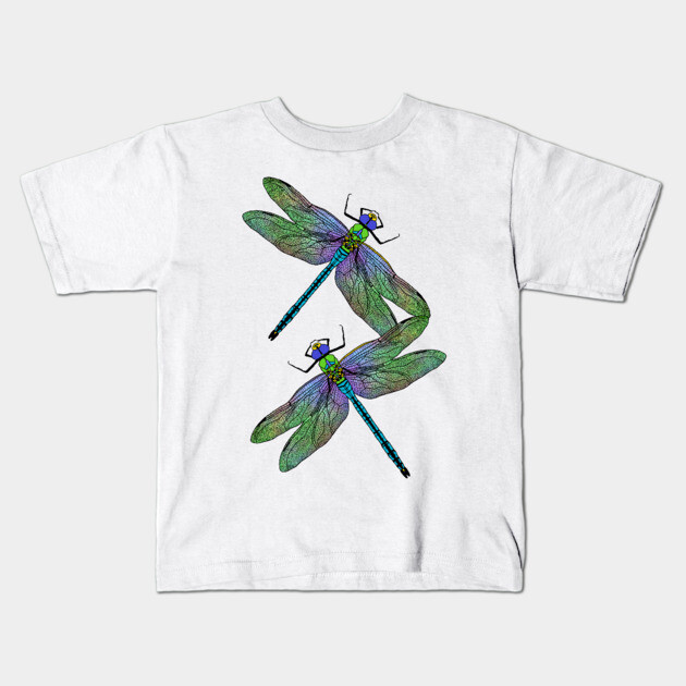Emperor Dragonflies Digital Art Kids T-Shirt by H. R. Sinclair